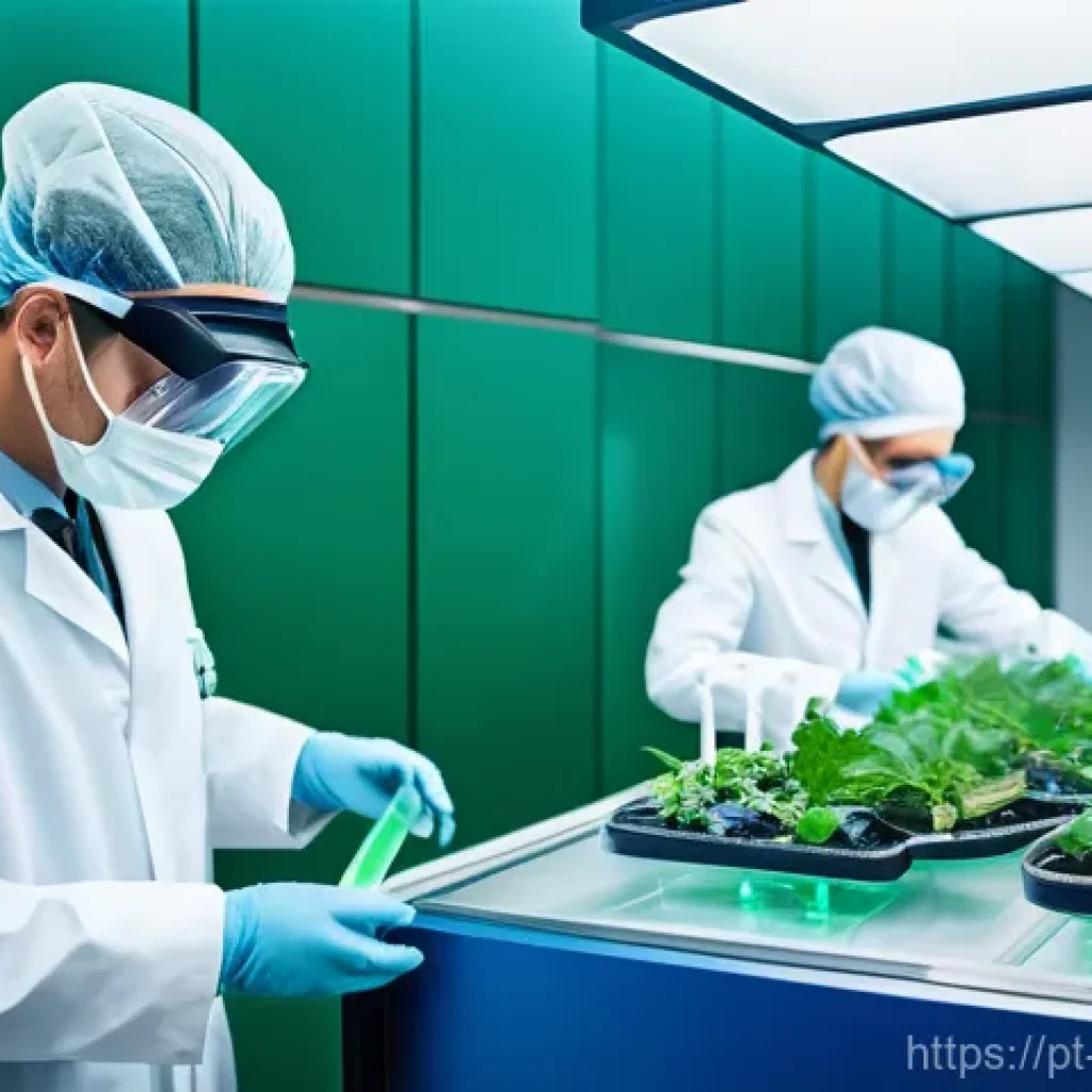 그린 케미스트리 - **Prompt: A futuristic, impeccably clean green chemistry laboratory bathed in soft, natural light, w...
