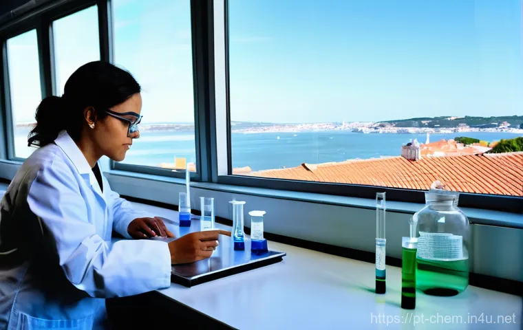 환경 화학 실험 - **Image Prompt: Water Quality Analysis in Lisbon**
    "A bright, contemporary environmental chemist...