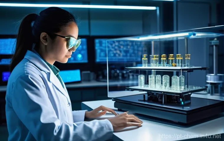 기초 물리화학 - **Prompt:** In a sun-drenched, state-of-the-art research laboratory, two diverse scientists, both im...