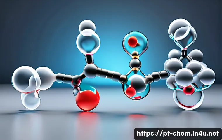 화학 물리학 - A detailed scientific illustration of molecular interactions showcasing hydrogen bonding, dipole-dip...