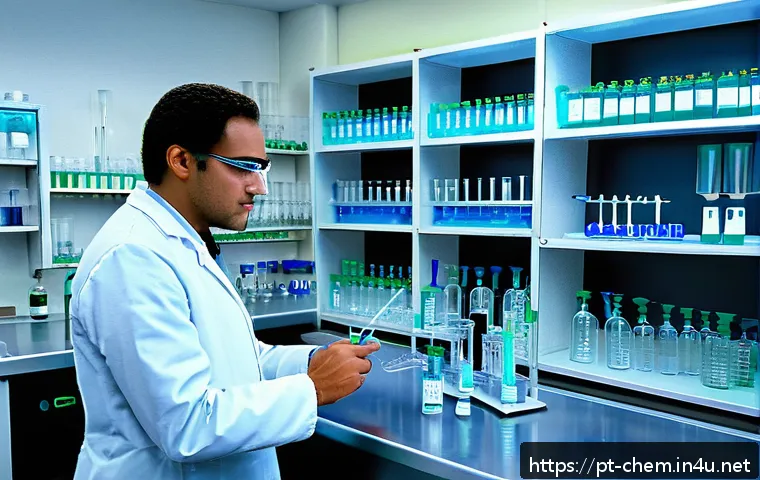 화학적 계산법 - A detailed laboratory scene showing a chemist in a modern Brazilian chemistry lab carefully measurin...