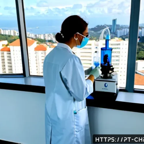 화학과 공공 건강 - Photorealistic public health chemistry laboratory in São Paulo, Brazil, Brazilian scientist in a whi...