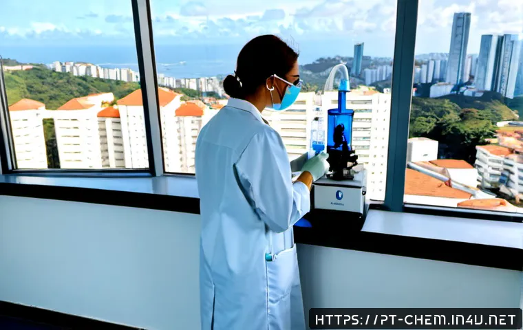 화학과 공공 건강 - Photorealistic public health chemistry laboratory in São Paulo, Brazil, Brazilian scientist in a whi...