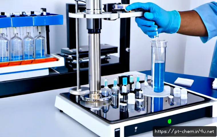 액체 크로마토그래피 - Photorealistic modern analytical chemistry laboratory in Portugal, close-up of a liquid chromatograp...